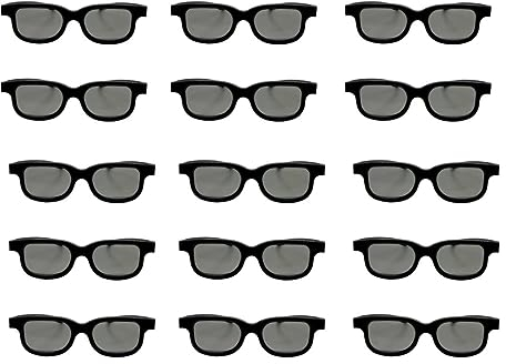 3D-Brille mit RealD Zirkular-Polarisation, nicht blinkend, passive 3D-Brille für Reald-Format-Kino/passiv polarisierte 3D für Computermonitore/Fernseher/Projektoren (15 Stück)