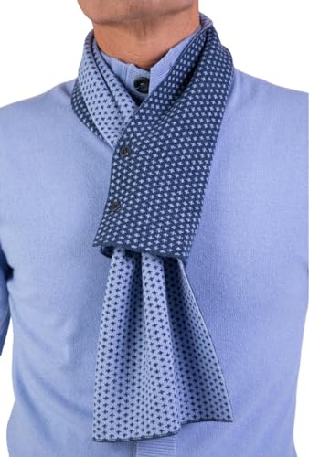 Sciarpa Uomo Misto Cashmere Made In Italy Sciarpino Bottoni Bicolore Donna Scaldacollo Cachemire Invernale Unisex Lana Merino Grigio Beige Scialle Calda Taglia Unica Pashmina (Giglio Blu Melange)