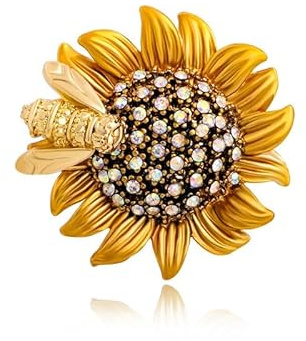 Broche en forme d'abeille en forme de tournesol en cristal - Souvenirs - Décoration de cadeau - Bijoux pour femmes et filles, standard, Métal