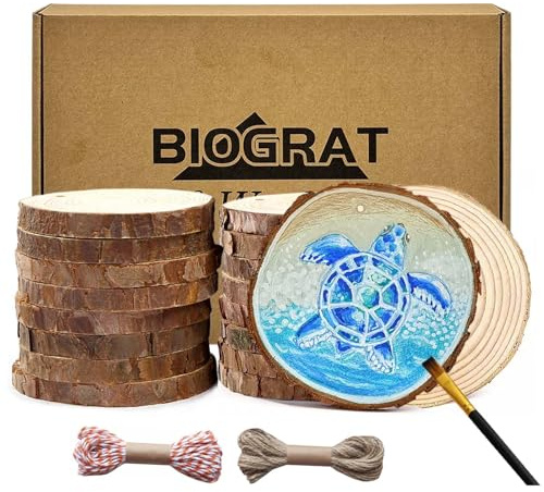 Wood Slices 4 inch (3.5-4.0”) 16 Pieces Wooden Discs Ornaments Bulk
