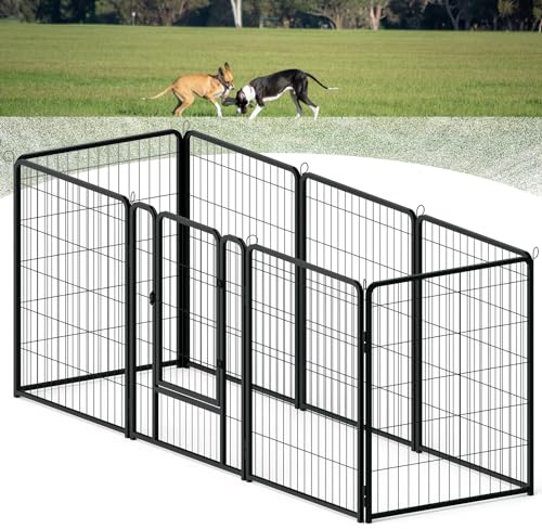 NAIZY Freilaufgehege Welpenlaufstall 8 Stück Metall Haustierlaufstall mit Tür & Schloss & Erdanker Welpenlaufstall 80cm hoch Laufgitter für Hunde Katze Haustier (65x80cm/Stück)