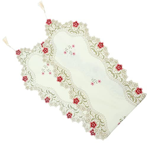 TOPBATHY Hochzeitstischdecke Teetisch Abdeckung Bestickte Tischdecke Schminkschal Hochzeitsdekoration Vintage Spitze Tischdecke Tortenspitze Polyester Gestickt