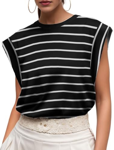 GRECERELLE Womens Cotton T Shirts | Cap Sleeves Loose Fit Basic Ladies Tops for Casual Comfort Soft Crew Neck Summer Tees