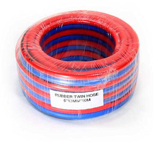 Generisch Brejcha Shop GmbH Zwillingsschlauch, Doppelschlauch, Acetylen/Sauerstoff, ? 6,3mm - Länge 10m, Stahl, Blau, Rot, 1x 10m, Schweiß- und Schneidarbeiten