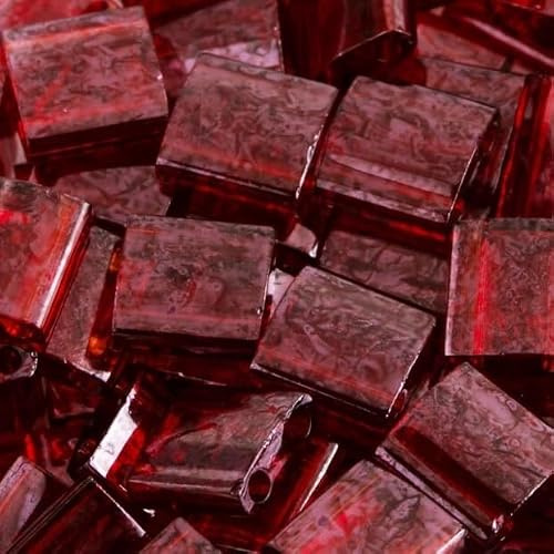 5 g Miyuki 2-håls pärlor, storlek Tila 5 x 5 mm, granat guldlyster (# 0304), Japan, glas