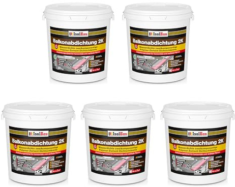 Isolbau Balkonabdichtung 2K - 100 kg Flexibel Dichtschlämme zur Abdichtung von Balkon, Terrasse, Bad, Keller, Dusche