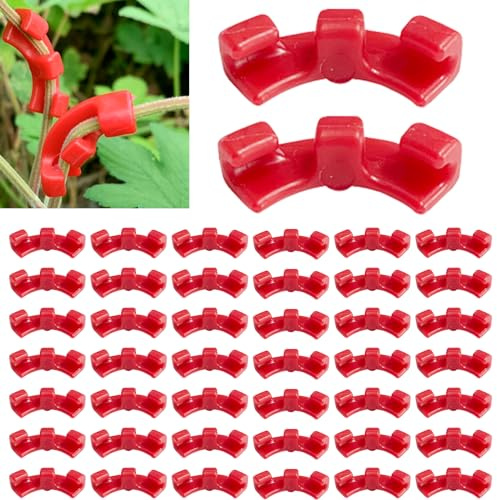 mohito 60 Stück Pflanzenwachstum Bieger Clips, 90 Grad Pflanzenbieger Gardening Plant Support Fixture Kletterpflanzen Befestigung Clip für Pflanzenkontrolle Biegeclips für Pflanzenzweige(Rot)