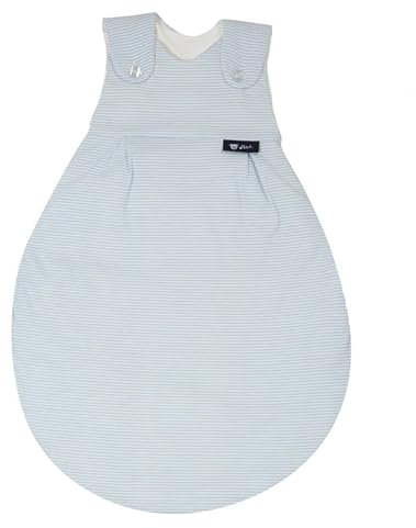 Alvi Baby Mäxchen Außensack Schlafsack aus Baumwolle Babyschlafsack atmungsaktiv Ganzjahresschlafsack Kinderschlafsack (Streifen blau, 56_62)