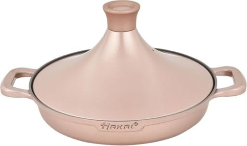 Cuocere Tajine Zafferano 30 cm, antiaderente, senza PFOA, adatto a tutti i piani cottura, oro rosa, guanti da forno e feltro inclusi
