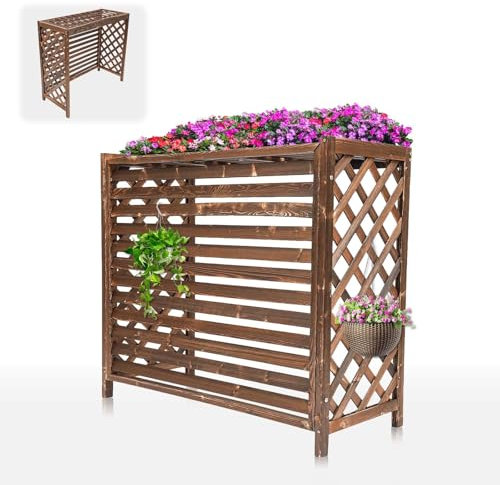 MDXVRKYBC Bois Massif Cache Climatiseur Exterieur pour Écran De Confidentialité Extérieur, Couverture De Climatisation Extérieure pour Cacher Le Climatiseur, 4 Tailles(Small)