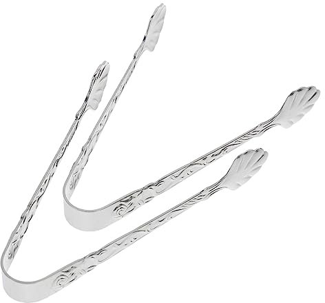 OKUMEYR 2stücke Edelstahl Eiswürfelzange Und Zuckerzange Servierzangen Für Lebensmittel Mit Rosenrelief-design Für Buffet Grilltisch Und Küche