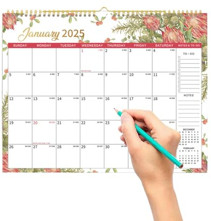 2025 Väggkalender - Väggkalender för, 12 månaders familjeplanerare säsongsdesign | Skrivbords-till-vägg-kalender, organiserings- och planeringskalender januari 2025 till december 2025 för