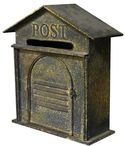 WANGJIANPENGPL Nostalgischer Metall-Wandbriefkasten, Vintage-Briefkästen zur Wandmontage, Postkasten zur Außenwandmontage, Rustikales Landhausdekor 34 x 15 x 37 cm