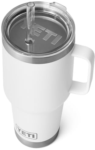 YETI Rambler Straw Mug, Stainless Steel Vacuum Insulated Mug with Stronghold Lid, White, 35 oz (1 l)
