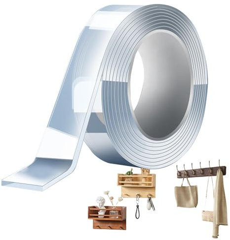 Generisch Doppelklebeband – Zweiseitig Klebendes Lösungsband | Transparente Klebebandrolle, Robuste Klebebänder, Schneidbar, Abnehmbar, Montageband, Für Wände, Fliesen, Und Keramikzubehör