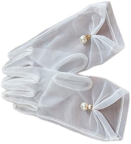 TINEASUR Hochwertige Hochzeitshandschuhe Mit Perlen Und Strass Brauthandschuhe Für Fotostudios Und Hochzeitsfeiern Weiß Perfektes Accessoire Für Ihre