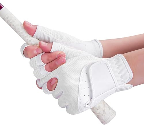 OhMill Fingerlose Golfhandschuhe für Damen, Paar linke und rechte Hand mit rutschfester Handfläche, Damen-Golfhandschuhe für Damen