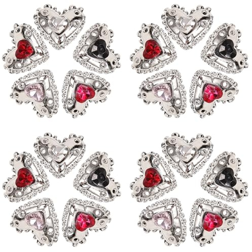 PACKOVE 25 Piezas Accesorios para Uñas Forma de Corazón Adornos Kawaii para Decoración de Uñas DIY para Manicura de Mujer para Eventos Festivos