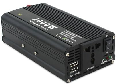 Onda Sinusoidale Adattatore Convertitore Caricabatteria Portatile Per Auto Con Presa Universale 2000W Potenza Picco DC 12V/24V A CA 220V Onda Sinusoidale Modificata Convertitore Corrente(12V 220V Blac