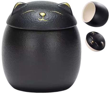 Patifirst Urnas para Cenizas De Gato | Urna de Recuerdo de Cremación para Gato en Cerámica - Caja Memoria Estanqueidad Decorativa para Estante Chimenea Ceremonia Yeso Huella Mascota