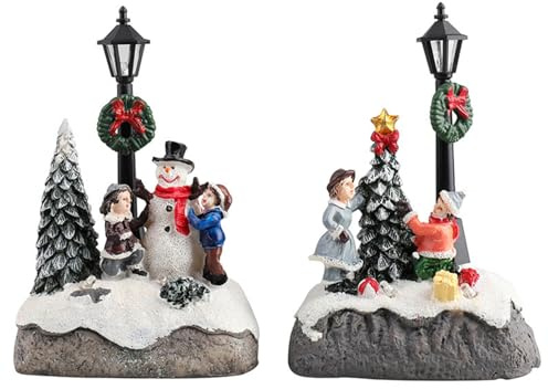 Ngbbby julby set, 2 st julby statyetter dekorationsset, scen med figurer LED-ljus