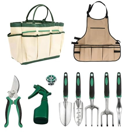Kit de Jardinage pour Femme 11 pièces de creusage de sable et plantation en | outils de jardin robustes Pour Homme, Femme, Papa, Maman, Jardiniers Débutants, Pelouse et