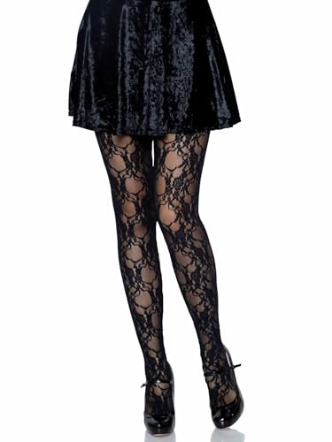 Leg Avenue 9653 - Floral Lace Pantyhose, Einheitsgröße, Schwarz