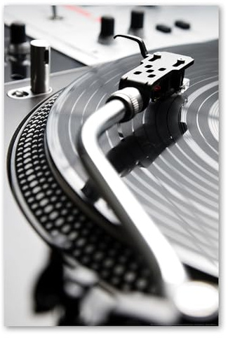 Postereck - 0228 - Turntable, Schwarz Weiss Musik DJ Schallplatte - Wandposter Fotoposter Bilder Wandbild Wandbilder - Poster - 4:3-61,0 cm x 45,5 cm
