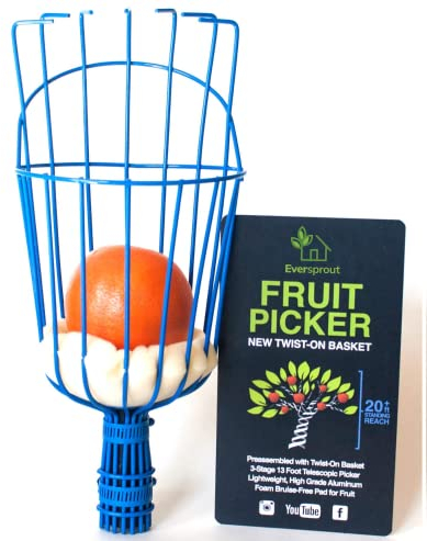 Eversprout Obstsammler mit Aufdrehfunktion | Passt auf Standard-Gewindestangen (3/4 '' ACME) | Aufsatz für Obsternte (nur Aufsatz, Stange nicht inbegriffen)