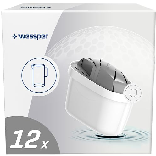 Wessper Cartuchos Filtrantes para Jarra para Agua Dura 12 Piezas | Reemplazo para Dafi Unimax Aquaphor A5 BRITA Maxtra+ PHILIPS AWP212/10 | Sistema de Filtración de Agua para Reducir la Cal