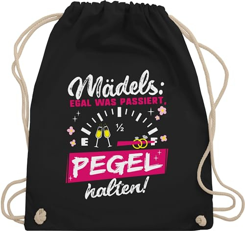 Turnbeutel Rucksack - JGA Junggesellenabschied Frauen - Mädels Egal was passiert Pegel halten - Unisize - Schwarz - team braut brauttaschen bachelorette party malle juterucksäcke apres ski
