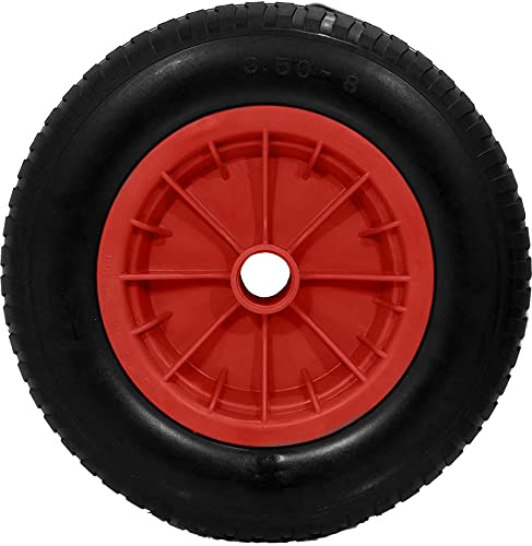 KetoPlastics RED PU 14 Puncture Proof Solid Industrial Wheelbarrow Wheel Tyre 3.50-8 COMPLETE WHEEL