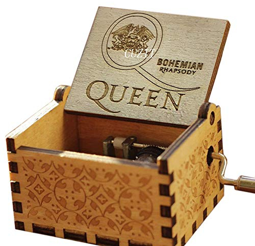 Cuzit Carillon in legno intagliato a manovella, con scritta Queenest Hits Queen BOHEMIAN RHAPSODY, regalo creativo per bambini e amici