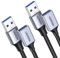 UGREEN Cable Alargador USB 3.0 Paquete de 2 Extension Tipo A Macho a Hembra Extensor 5 Gbps para Ordernador, Disco Duro Externo, Impresora, Ratón, Teclado, Hub, Mando de PS3, etc (1M)