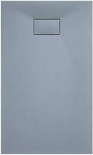 Piatto Doccia Arredo Bagno In Resina Effetto Pietra Stone Ardesia Spessore 2.6 Cm Antiscivolo Filopavimento Riducibile Indistruttibile Con Griglia Di Copertura Grigio (80 x 120 Cm)