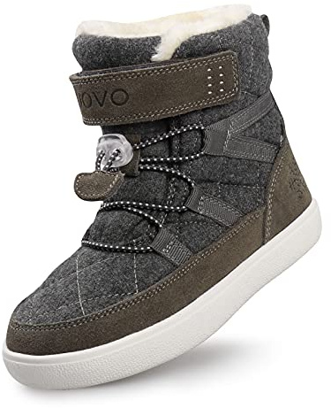 UOVO Botas de Invierno para Niño Ligeras y Cálidas con Empeine de Fieltro Repelente al Agua, Forro Aterciopelado, Suela TPR Antideslizante y Diseño Sin Cordones Gris Talla 36