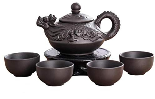 Hotaden Set de Théière en Céramique Violet Clay - 1 Théière et 4 Tasses Main Yixing