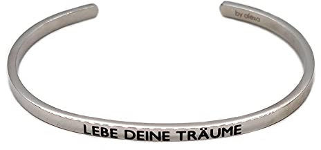 Eleganter Armreif Armband silber mit Mantra und Spruch bis ca. 16 cm. Lebe deine Träume