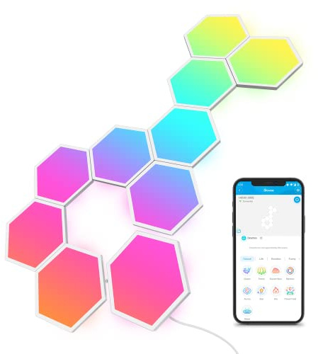 Govee Glide Hexa Light Panels, RGBIC Hexagon LED Wall Lights, Wi-Fi Smart Home Creative Wall Lights with Music Sync, Works with Alexa Google Assistant for Indoor Gaming Decor, 10 Pack