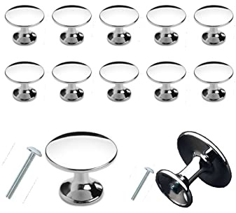 MYA 10Pcs Chrome Door Knobs for Cupboards with 20Pcs of 25mm & 10mm Screws, Polished Chrome Cabinet Knobs, Kitchen Door Knobs with Screw, Drawer knobs, Dresser, Drawer Handles, (30mm, Polished Chrome)