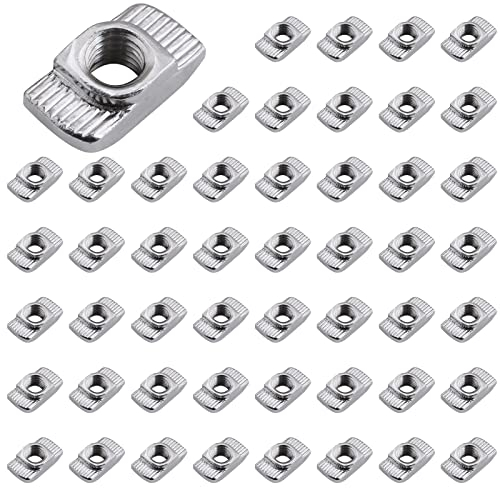 Yeepeo 50 dadi a testa a martello da 6 mm, scanalatura 6, filettatura M3, profilo scanalato, in acciaio al carbonio, a T, per profilo in alluminio (UE20 M3 × 10 × 6)