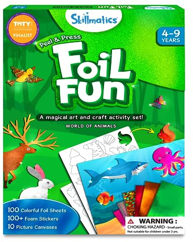 Skillmatics Foil Fun - Animals, No Mess Art for Kids, Travel Toys, Craft Kits, DIY Creative Activity, Easter Gifts for Boys & Girls Ages 4, 5, 6, 7, 8, 9