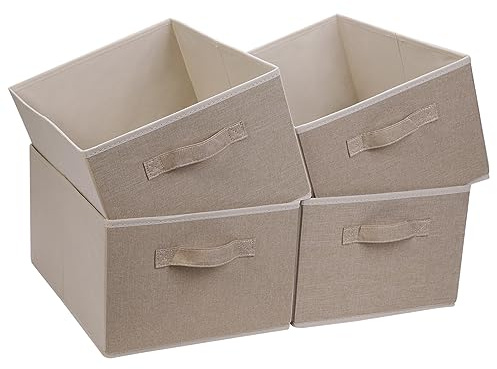 BOMKEE Hosen Kleidung Schubladen Organizer Faltbar Aufbewahrungsbox | 4 Stücke, Organizer Kleiderschrank mit Griffen und Boden für Unterwäsche, Pullover, Hosen, T-Shirts, Handtücher