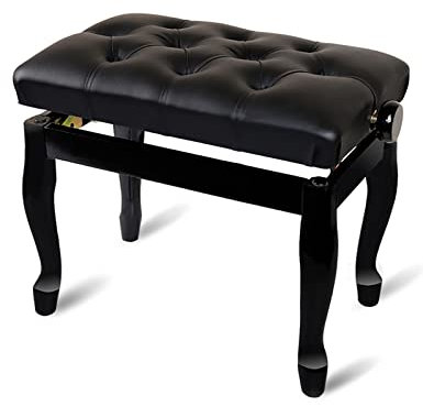 IBOWZ Klavierhocker Klavierbank aus Holz, Klavierhocker aus weichem Leder, luxuriös und praktisch, geeignet für Lehrer und Kind, 56 x 36 x 47–57 cm