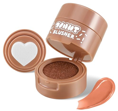 Boobeen Blush Liquide Compact Avec Coussin d'Air, Fond de Teint Crème Douce pour les Joues, Tampon Blush Avec Applicateur en Forme de Coeur, Finition Dewy