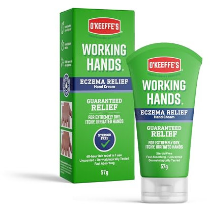 O'Keeffe's Working Hands Eczema Relief Hand Cream, 57g - For Extremely Dry, Itchy, Irritated Hands | Steroid Free, Dermatologically Tested with 48-hour itch relief in 1 use