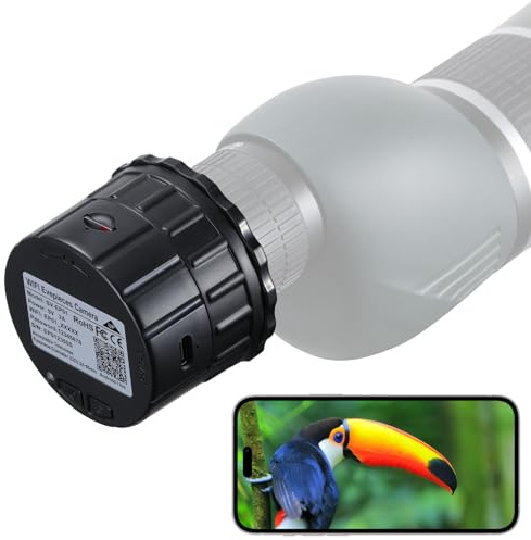WiFi Telescope Eyepiece Camera for Spotting Scopes Electronic Eyepiece 32GB Video Recording Digital Eyepieces Camera, Telescope Accessories for 24mm-50mm Optical Telescopes and Microscope