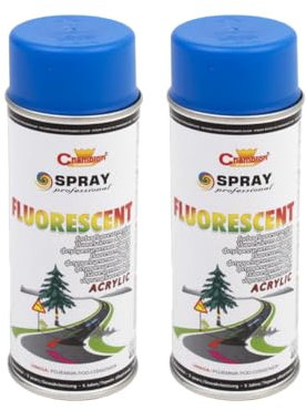 VE-INDUSTRIES 2x Sprühlack Leuchtspray Neon blau Lackspray 400ml Leuchtfarbe Matt Signalspray