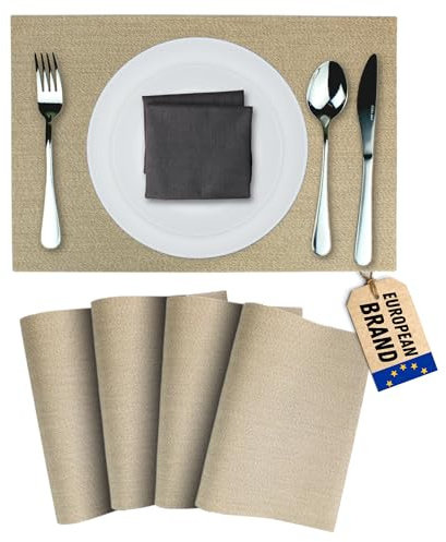 Mondiroso. Pack de 4 Manteles Individuales Mesa Lavables. Salvamanteles Individuales Antideslizantes Mantel Individual para Mesa de Comedor y Cocina. (4, Arena siroco)