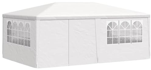 Homgoday Casa Mobilia Gazebo Professionale con Pareti 4x6 m Bianco 90 g/m², Gazebo da Giardino, Gazebo Ombrellone da Giardino Spiaggia Pesca Esterno Antivento per Arredo Giardino Terrazzo Ambienti